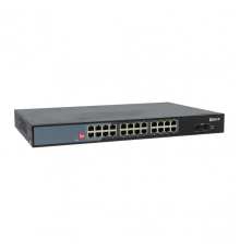 Промышленный неуправляемый коммутатор U-2GX/SFP-24GTP-R, 2 порта 1000Base-X SFP, 24 порта 10/100/1000Base-T(X) RJ45 c PoE, монтаж в 19" стойку TSX EKF