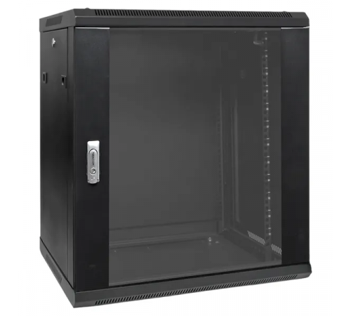 Шкаф настенный 19" TERACOM PRO 12U 600x450 мм дверь стеклянная с замком-ручкой чёрный