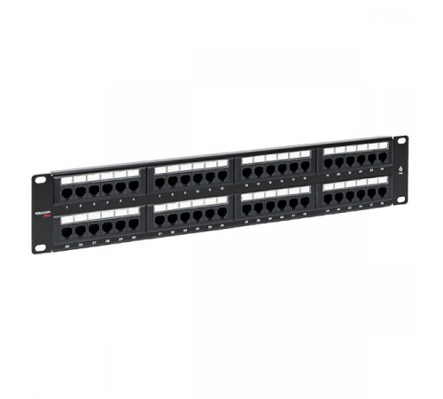 Патч-панель TERACOM PRO 19'' Cat.6 2U неэкранированная UTP 48 портов RJ-45 Dual IDC