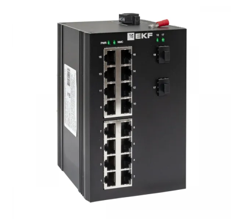 Промышленный неуправляемый коммутатор U-2GX/SFP-16GT, 2 порта 1000Base-X SFP, 16 портов 10/100/1000Base-T(X) RJ45, монтаж на динрейку TSX EKF
