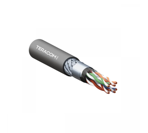 Кабель витая пара TERACOM PRO Cat.5E SF/UTP для промышленного Ethernet проводник 4 пары 19x0,1мм 26AWG оболочка полиуретан -40°C – +80°C цвет черный (упак. 305м)