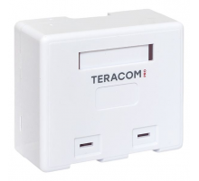 Корпус настенной розетки TERACOM PRO на 2 модуля Keystone со шторками и маркерами белый