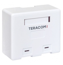 Корпус настенной розетки TERACOM PRO на 2 модуля Keystone со шторками и маркерами белый
