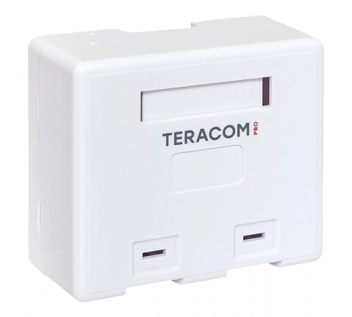 Корпус настенной розетки TERACOM PRO на 2 модуля Keystone со шторками и маркерами белый