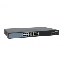 Промышленный неуправляемый коммутатор U-2GX/SFP-16GTP-R, 2 порта 1000Base-X SFP, 16 портов 10/100/1000Base-T(X) RJ45 c PoE, монтаж в 19" стойку TSX EKF