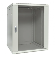 Шкаф настенный 19" TERACOM PRO 15U 600x600 мм дверь стеклянная с замком-ручкой серый