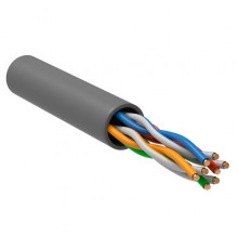 ITK Витая пара U/UTP кат.5E 4х2х24AWG solid LSZH нг(А)-HF серый (305м) РФ/Т