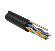 ITK Витая пара U/UTP кат.5E 4х2х24AWG solid LDPE c металлическим тросом 1,2мм черный (305м)