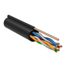 ITK Витая пара U/UTP кат.5E 4х2х24AWG solid LDPE c металлическим тросом 1,2мм черный (305м)