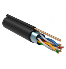 ITK Витая пара F/UTP кат.5E 4х2х24AWG solid LDPE с металлическим тросом 1,2мм черный (305м)