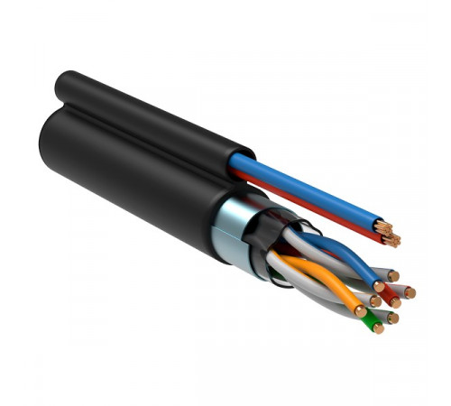 LC3-C5E04-379 ITK Витая пара F/UTP кат.5Е 4х2х24AWG solid LDPE + кабель питания 2x0,75мм2 305м черный